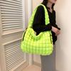Geplooide Wolk Tas Dames Tas Enkele Schouder Crossbody Dubbelzijdig Trekkoord Grote Capaciteit Donskatoen Kleding Tote Tas
