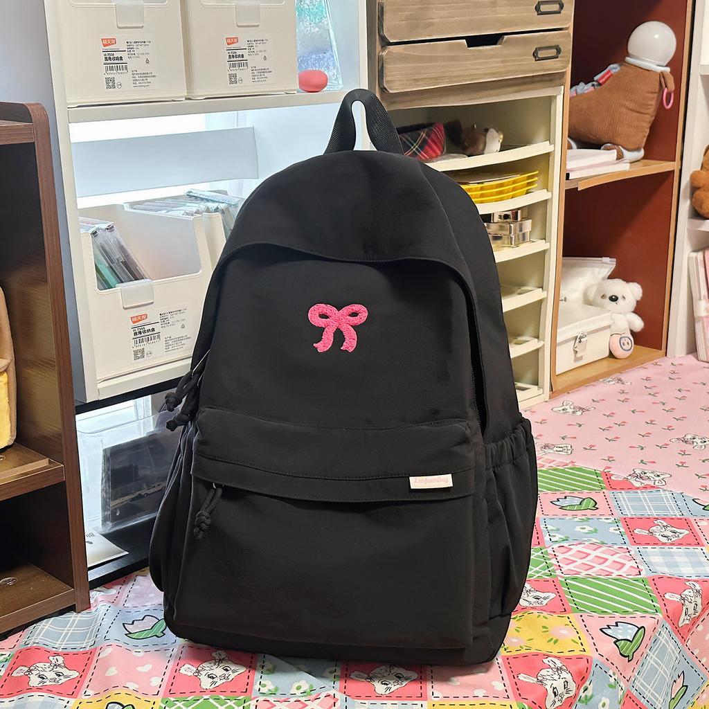Schoolbag Korean Version of High-value Girls' Heart Bow Backpack 1011 New College Student Schoolbag for Women