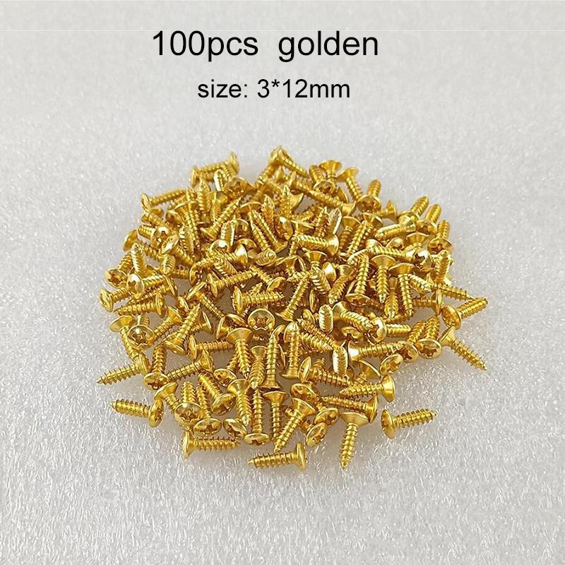 50/100pcs Electric Guitar Pickguard Screws Multiple Colors For Guitar Bass Metal Fixed Cover Plate Screw Guitar Accessories TMZ