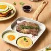 Egg Pan 3 Section Breakfast Pan With Spatula And Brush Heat-Resistant Handle Skillet For Omelette Bacon Meal Preparation Cooking