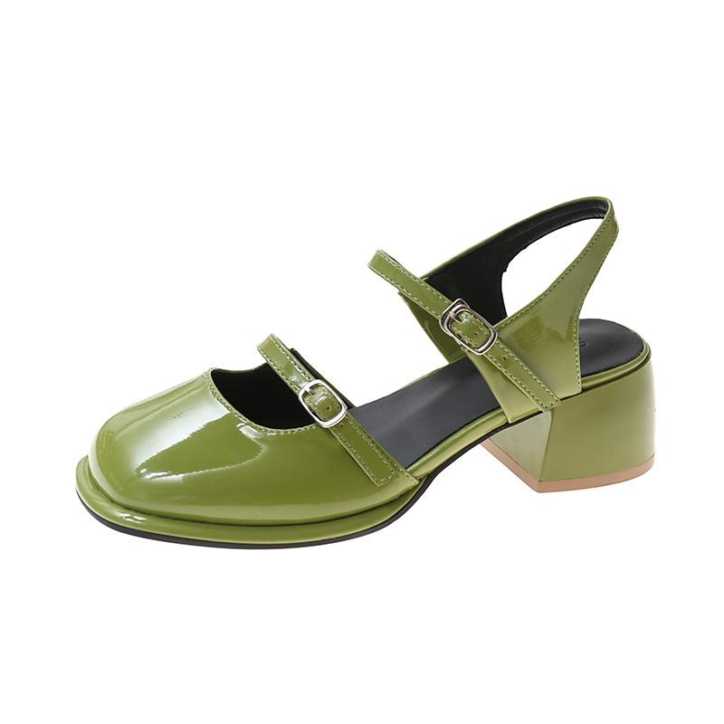 Baotou sandals women's summer new Korean version of fashion fairy style square head buckle thick heel fashion Mary Jane shoes