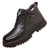 Cotton Shoes 22 Winter New Soft Leather Big Fur Piled Thickened Warm Snow Boots Dad Casual High Top Leather Shoes