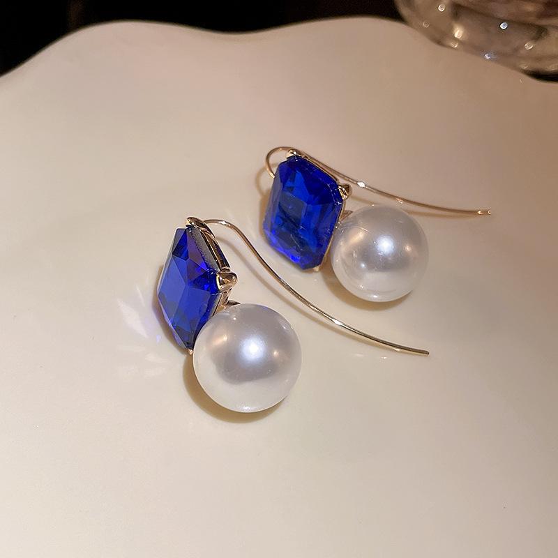 

Французские квадратные серьги с инкрустацией жемчугом и бриллиантами, с ретро-крючками - Элегантный и универсальный женский модный аксессуар