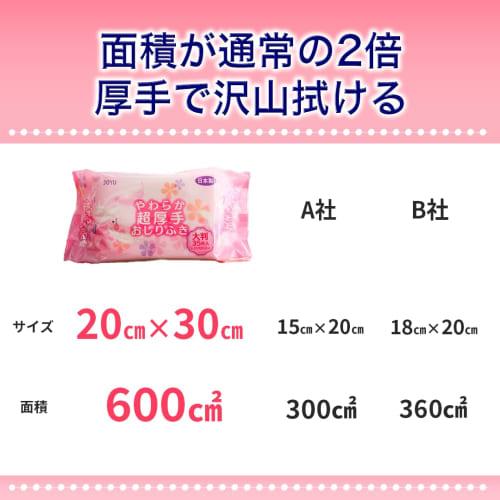 Adult Wet Wipes, Made in Japan, Widely Used in Nursing Homes, Approximately Double the Size (20cm x 30cm), Reduces Caregiver Burden, Soft, Thick, Text