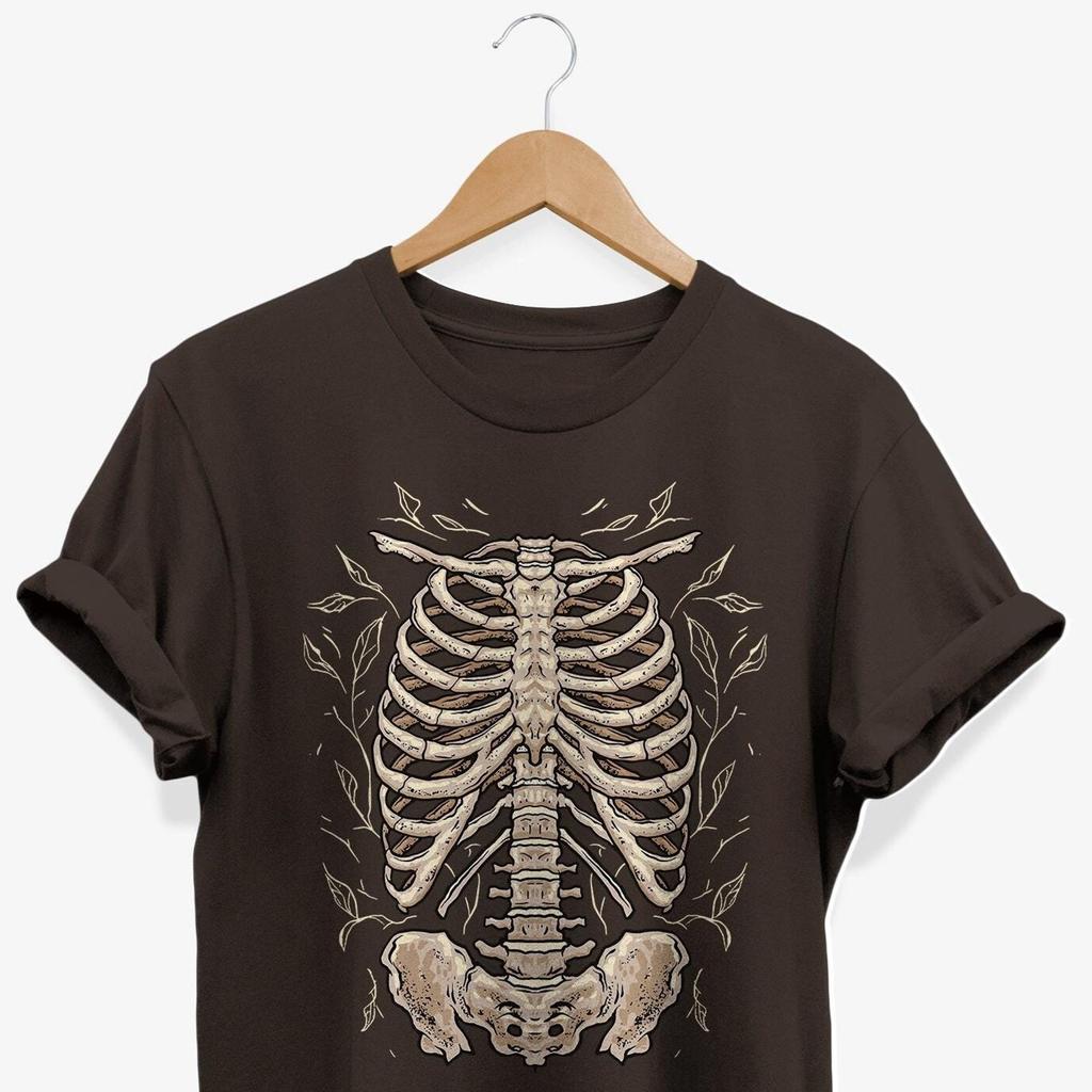 Skeleton Ribcage Graphic T-Shirt: Vintage Goth Style