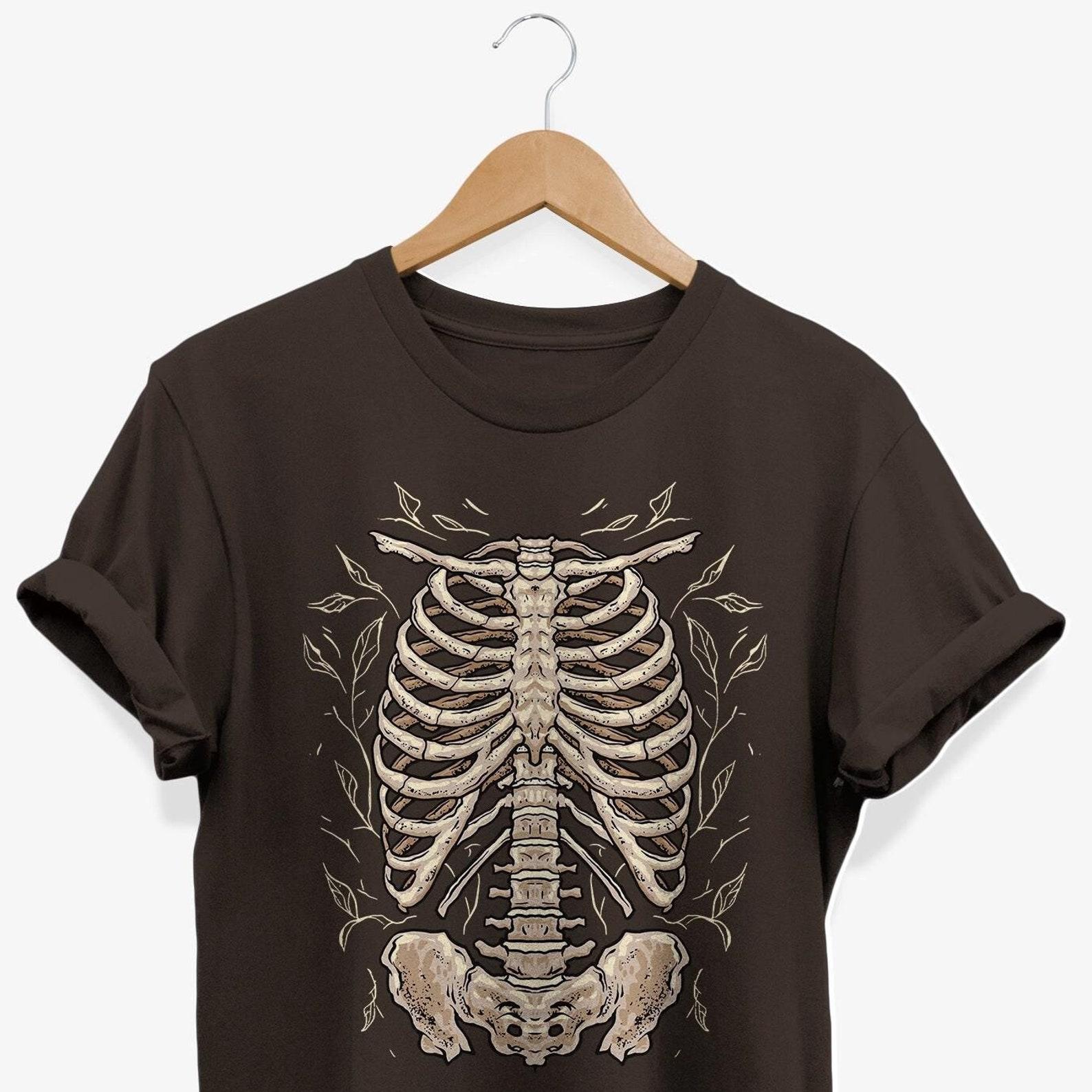 Skeleton Ribcage Graphic T-Shirt: Vintage Goth Style 3XL
