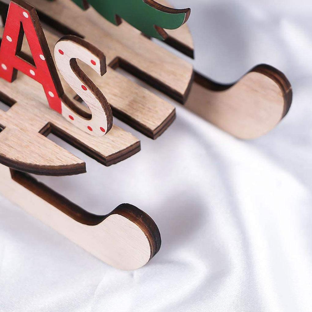 Christmas Assembled Ornament DIY Handmade Sleigh Wooden Craft Xmas Table Decoration Small Snowman