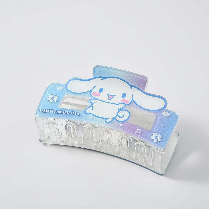 Sanrio Cartoon Acrylic Hair Clip for Girls, Cute Hair Accessory, Cinnamoroll and Kuromi Series, Sturdy and Gentle for Daily Use