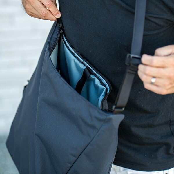 WERKS EDC Shoulder Bag L LS07 Black, Works Everyday Carry Shoulder BagMessenger Bag for Men, Crossbody Bag, Travel Bag, Lightweight Nylon Diaper Bag,