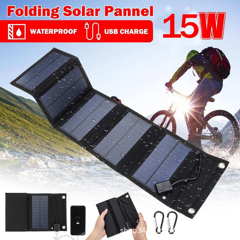 12W Foldable Solar Panel Charger with USB for Outdoor Camping