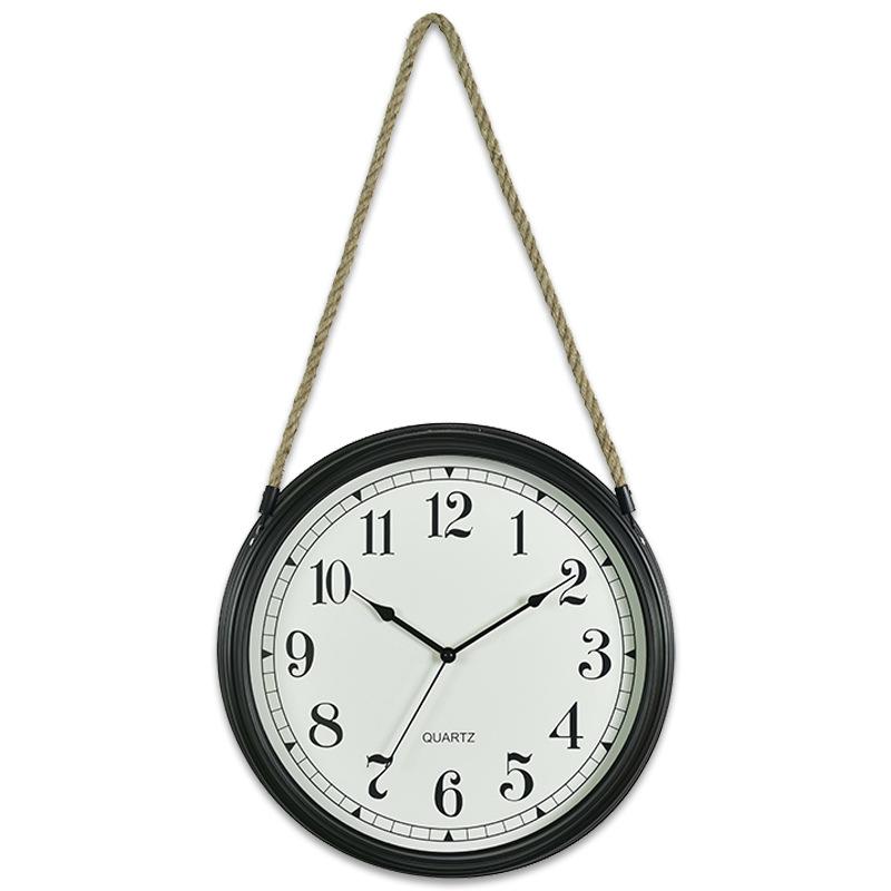 Современные Модные Домашние Бесшумные Настенные Часы Гостиная Спальня Простые Креативные Бесшумные Кварцевые Часы Креативные Настенные Часы на Подвесной Веревке 11 inch 28cm black