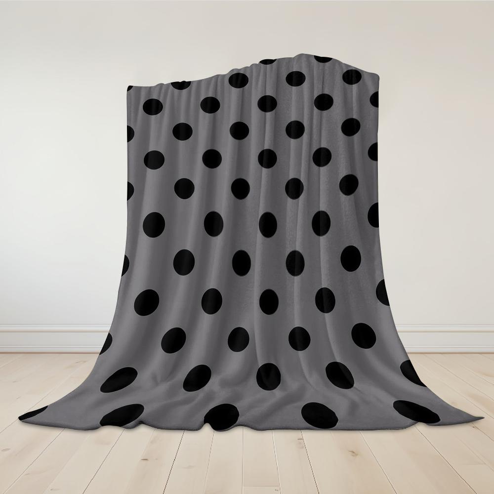 Klassische Schwarze Polka Dots Flanelldecke Warm Weich Halloween Weihnachten Sofa Warm Gemütlich Dekoratives Dekor Geschenk für Alle Jahreszeiten