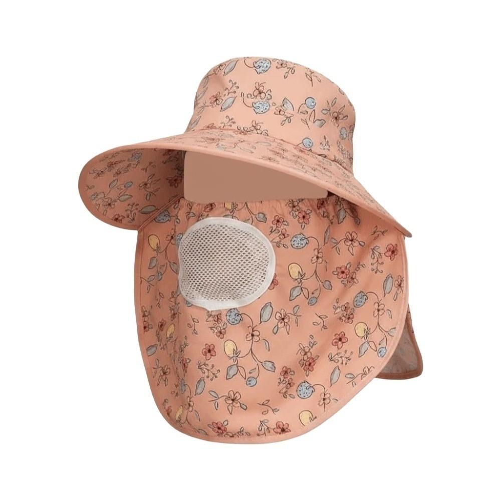 Floral Picking Tea Hat With Mask Neck Protection Hat Soft Sunshade Shawl Cap  for Gift