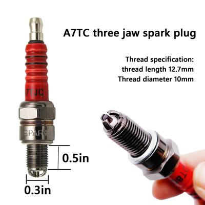 Racing 3 Electrode 10mm Spark Plug A7TC Fits For GY6 50CC 110CC 125CC 150CC ATV Scooter Dirt Bike Go Kart Motorcycle Accessories