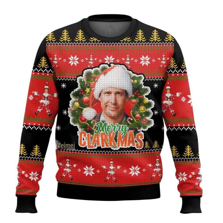 European  & American 3D Christmas Character Unisex Round Neck Hoodie L