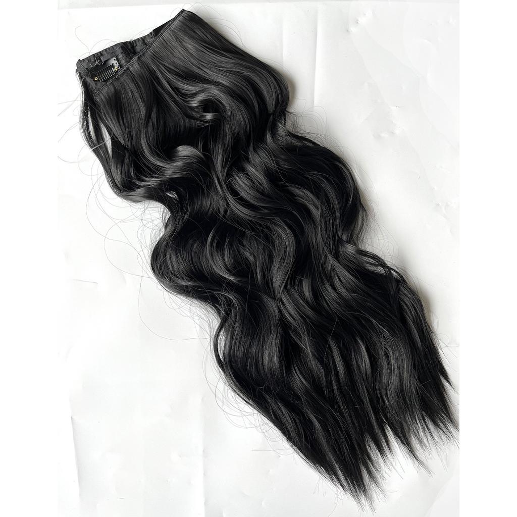 Wig Piece With 4 Clips Hair Fishing Linewave Curling Hair Extension Piece Female Long Curly Hair  Long Straight Hair Extension