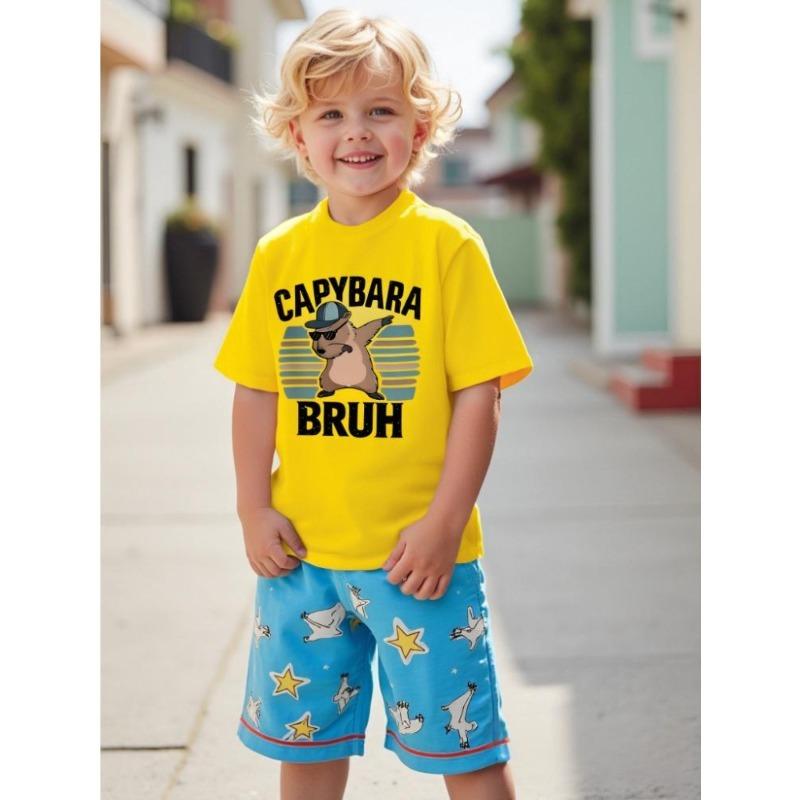 

European sizes Boys CAPYBARA BRUH Graphic T-Shirt - Tee with Capybara Design, Soft Breathable Fabric for Everyday 164cm жовтий