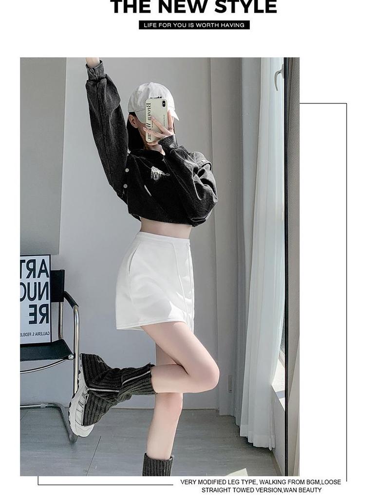 Women's Gray High-Waisted A-Line Sports Skirt and Shorts Combo for Spring/Summer 2025
