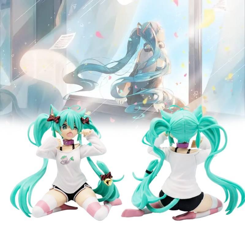 Hatsune Miku Figure Model Toy Cute Cat Ears Sitting Table Decoration Doll Figure