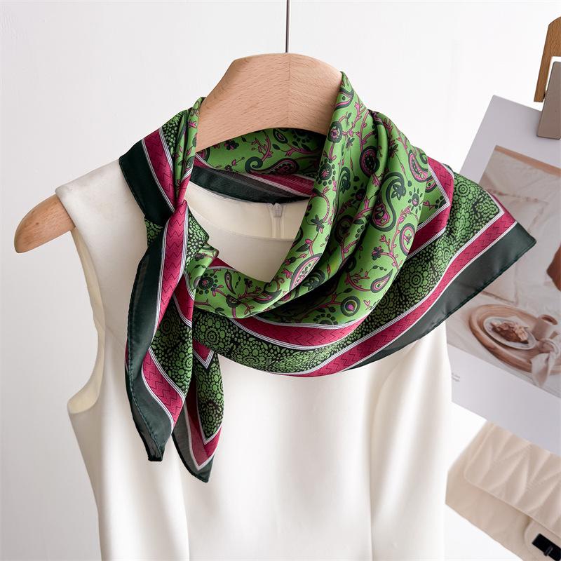 New cashew herringbone and linen small square scarf silk scarf imitation velvet scarf shawl sun protection scarf women's