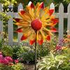 Gartendekoration Zubehör Blumen-Windrad, 75 cm Metall-Spinner mit Erdspieß, Outdoor Dekorative Rostbeständige Windmühle für Hof Rasen Terrasse