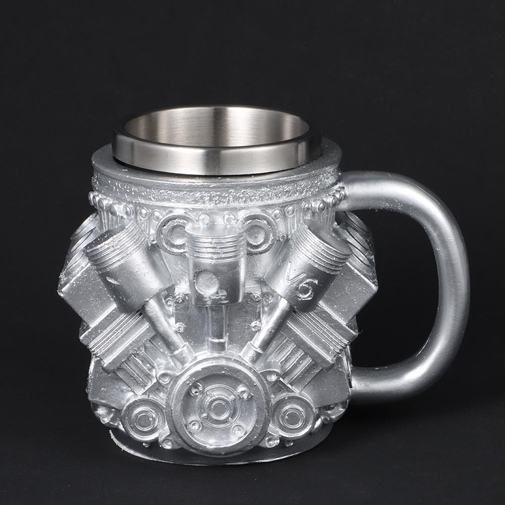 V8 & V6 Engine Design Coffee Mug Multi-Purpose Tea Cup Creative Stainless Steel Mug Restaurant