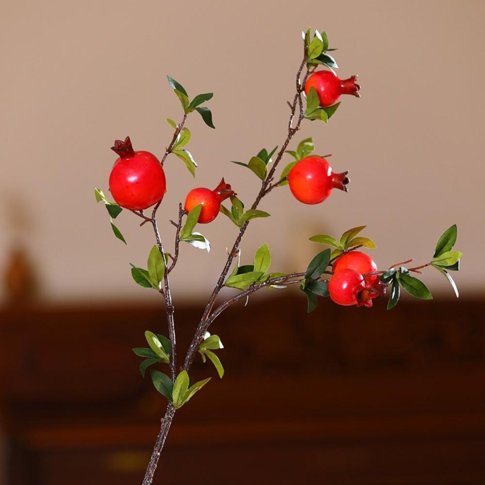 

Plastic Artificial Pomegranate Branches 6-Fruit Simulation Foam Fruit Tree Indoor Outdoor красный