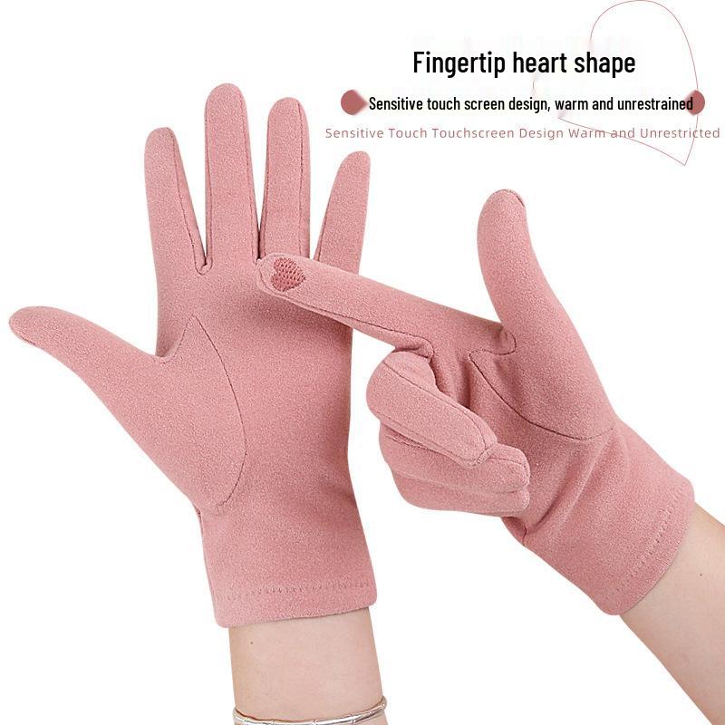 Korean Style Fleece Touchscreen Gloves: Thin, Windproof, Warm for Cycling and Driving In Autumn/Winter (Women's)