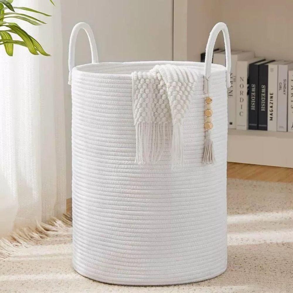 

Large Capacity Sundries Organizer Nordic Style Woven Storage Bucket Dirty Cloth Basket Bedroom