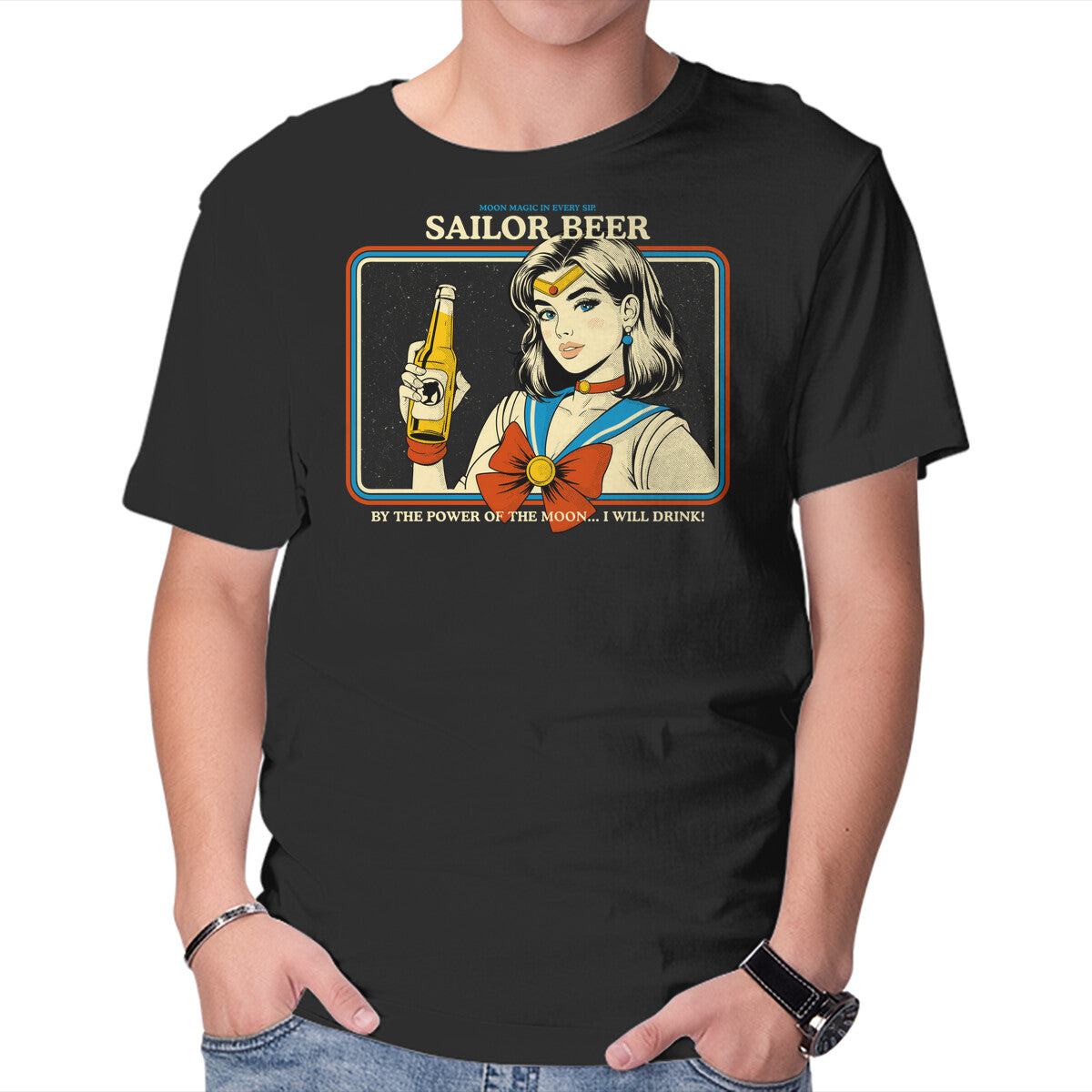 Unisex Crew Neck T-Shirt Sailor Beer Graphic Short Sleeve Casual Tee XXXL