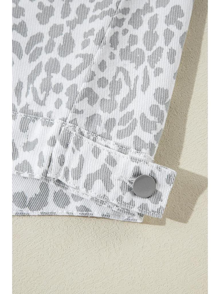 Shi Ying Women's 2025 Leopard Print Lapel Denim Jacket - Trendy European & American Winter Outerwear.