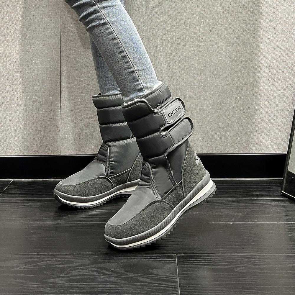 

Новые зимние уличные шерстяные флисовые утепленные теплые водонепроницаемые и нескользящие ботинки-дутики средней высоты для мужчин и женщин, хлопковая обувь 46