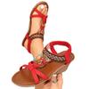 Sandalias de cuña con tira trasera elástica de estilo bohemio para mujer, cómodos zapatos de verano