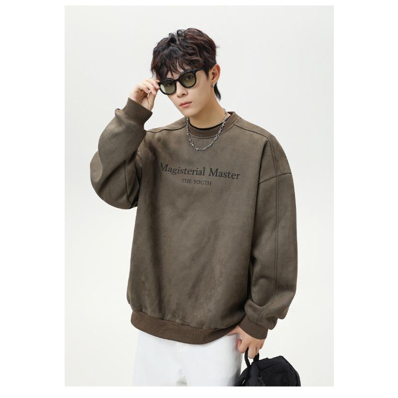 Men S Vintage Crew Neck Pullover Sweatshirt American Letter Print Casual