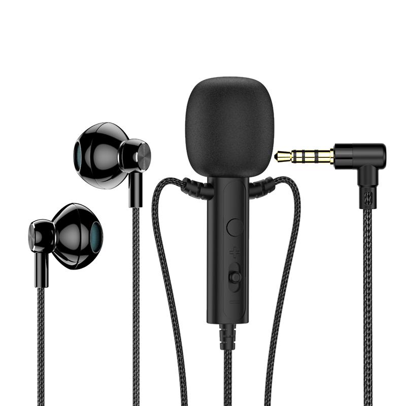 For Live Broadcast Karaoke with Clip Lapel Mic Earphones Portable 3.5mm In-ear Headset Surround Sound Earphones for Online Gamer