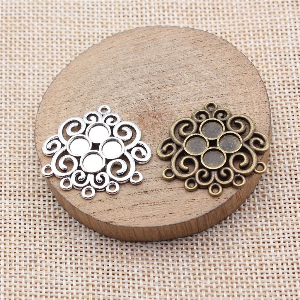 Floral Multi Loop Charm Vintage Filigree Findings Fit Flat Cabochon For Jewelry DIY