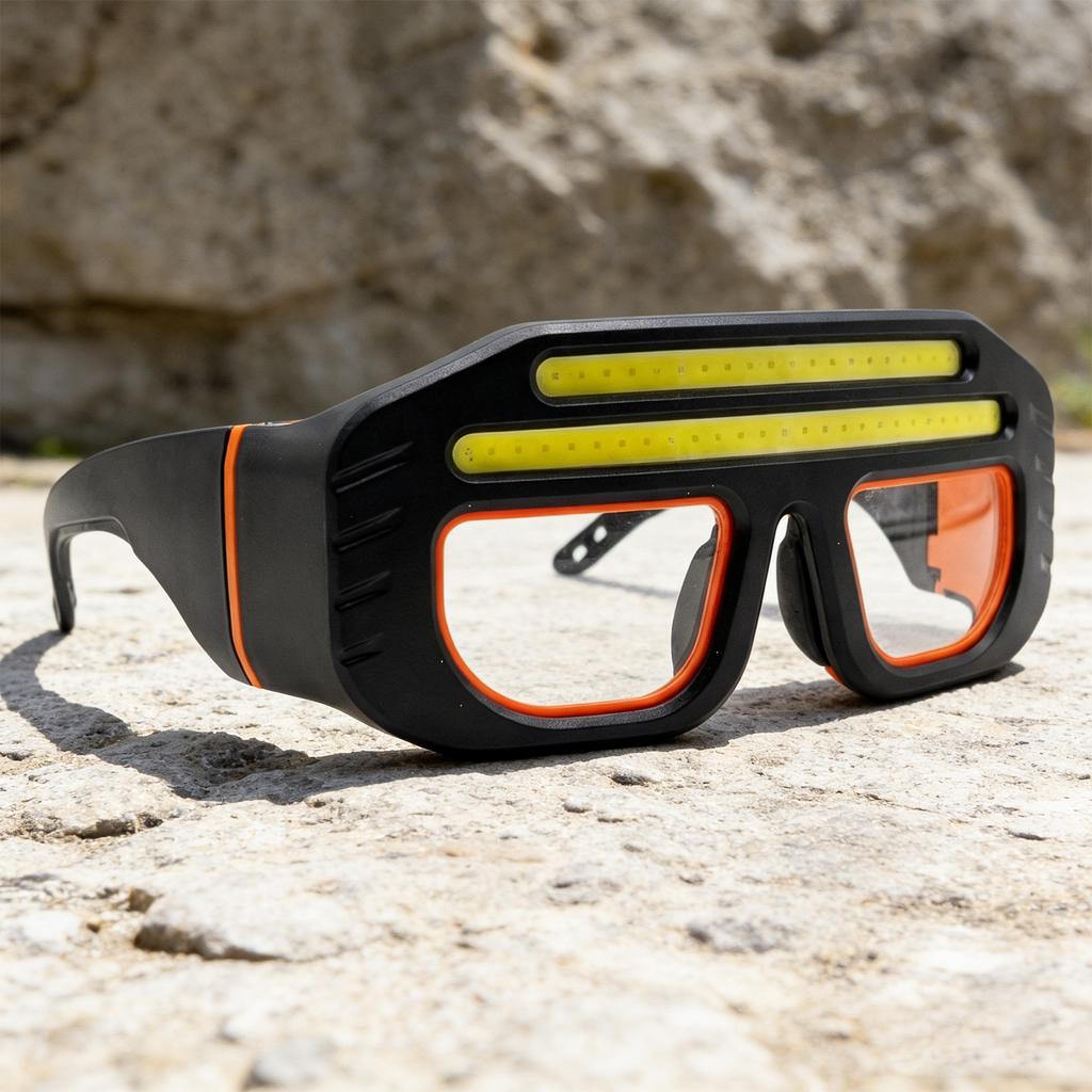 LED COB Headlamp Safety Glasses Type-C Charging IPX4 Waterproof Headlight Light Up Glasses Headlamp for Camping Hiking Running