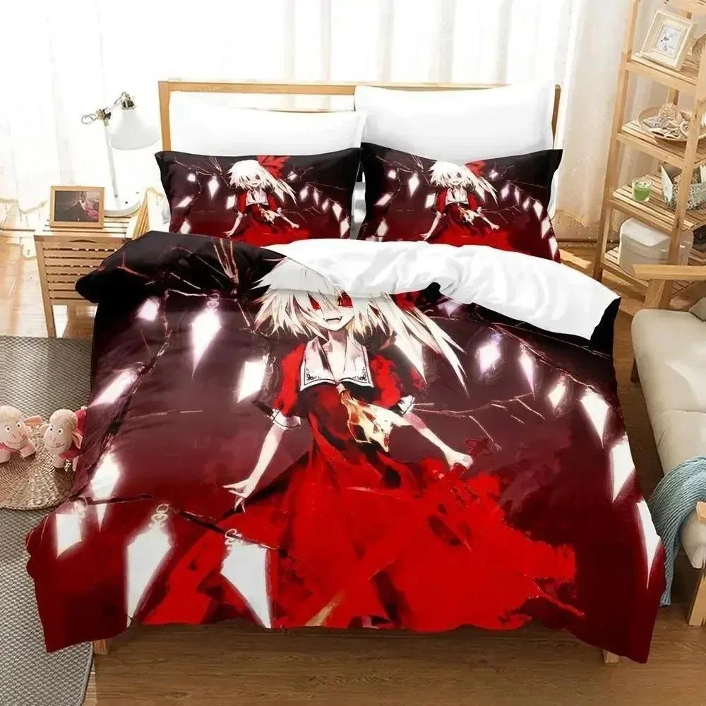 Juego de Cama 3D Touhou Project Remilia Scarlet Caja Anime Personas Adultas Habitación de Niños con Tejido Suave Funda Nórdica Juegos 3D Kawai Niñas Jóvenes