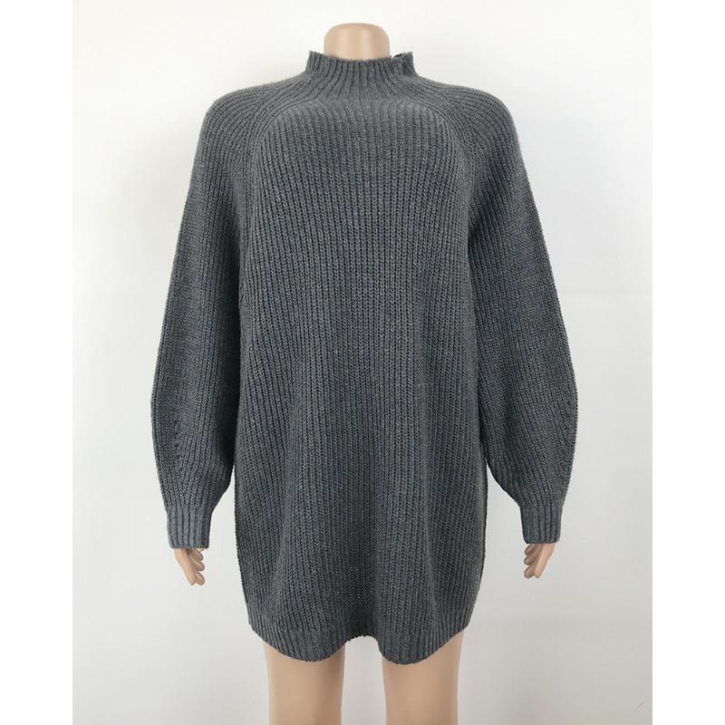 Herbst- und Winter-Neuheiten mittellange Raglanärmel Damenstrickwaren, Langarm-Pulloverkleid mit halbem Rollkragen, um warm und elegant zu bleiben YL1307