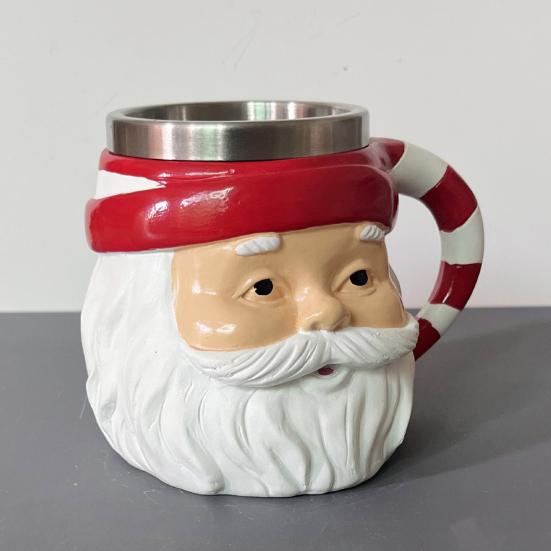 Santa Coffee Mug Stainless Steel Water Cup Hot Beverages Mugs Christmas Themed Drinkware Unique Holiday Gifts for Friends