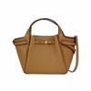 Adjustable Detachable Shoulder Strap Logo Leather Tote Bag Shopping Bag Shoulder Crossbody Handbag Small Women Tote Tiramisu 164866-227