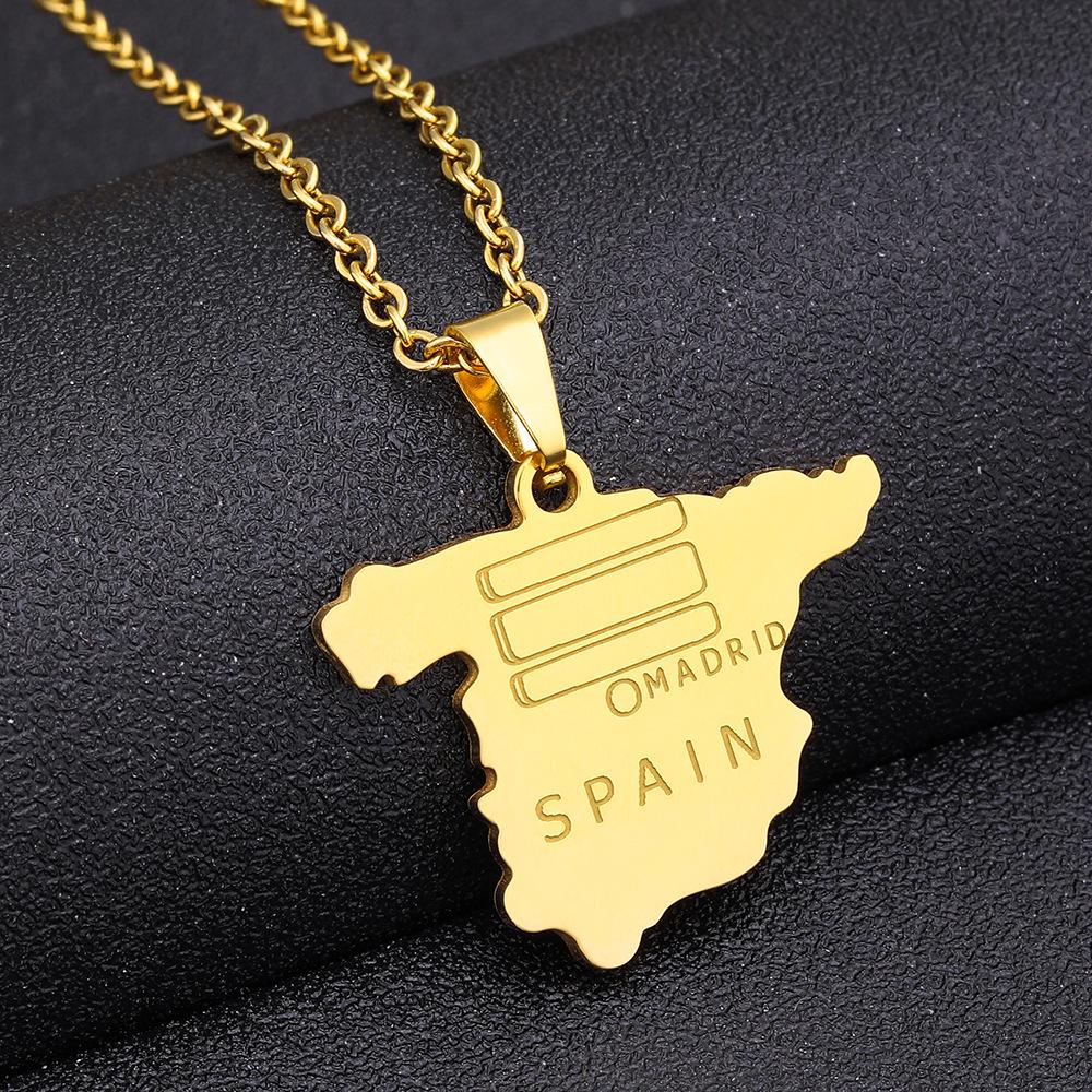 Hot-Selling Geometric Ethnic Style Stainless Steel Necklace with Spain Pendant for Couples
