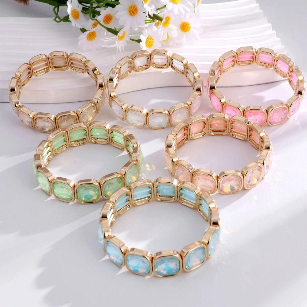 Square Glass Bracelets Beaded Bracelets Boho Crystal Beads Bracelet  Gift