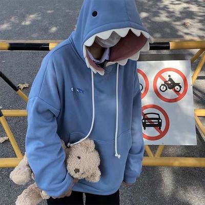 Funny Shark Patchwork Fleece Hoodies Women Men Autumn Kawaii Sweatshirt Casual Long Sleeve Pullover School Couple Clothes New