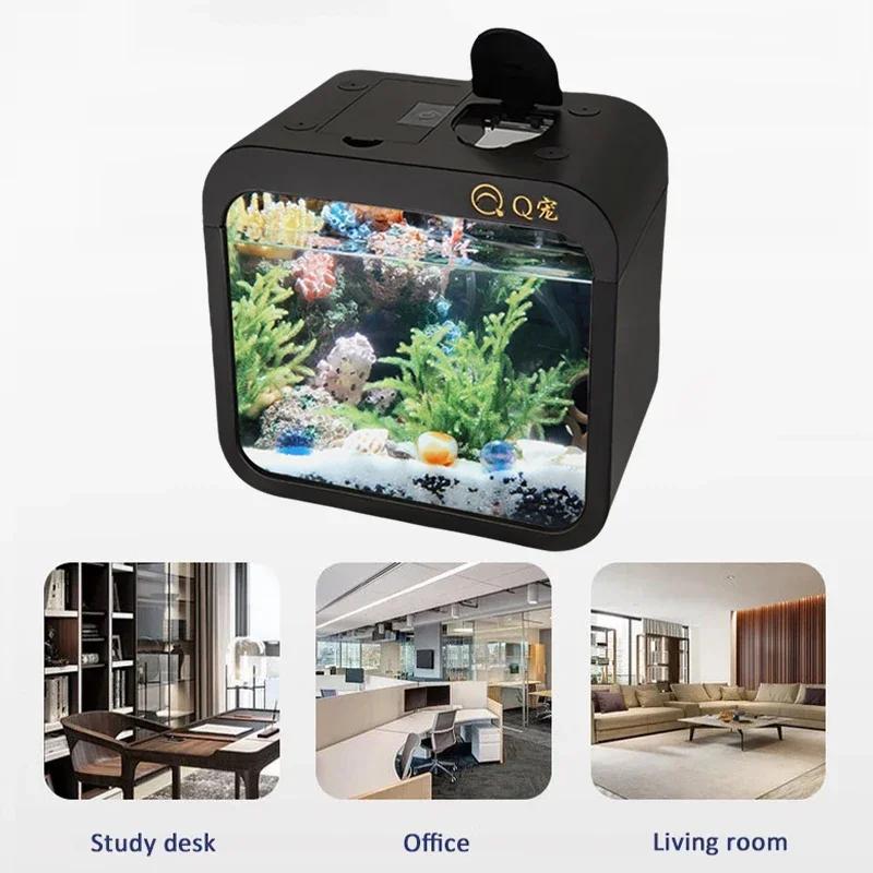 Modular Led Fish Tank with Isolated Blocks, Easy Assembly for Betta/goldfish Breeding Transparent Small Aquarium