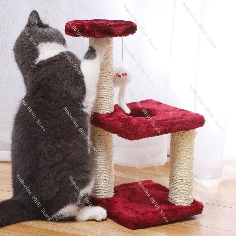 Cat Climbing Frame, Three-layer Sisal Cat Scratch Column, Toy to Relieve Boredom for Small and Medium-sized Cats