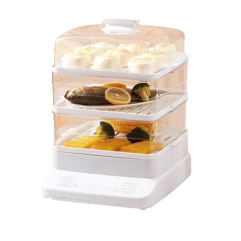 Dual Voltage Electric Steamer & Hot Pot, 10.5L Capacity, Double-Layer Insulated Cooking Pot.