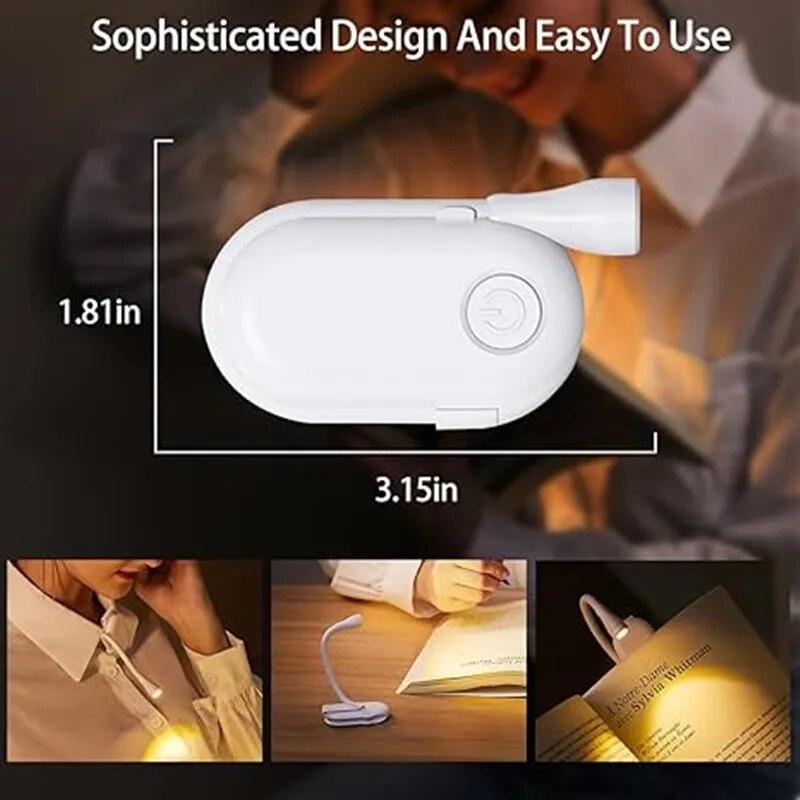 Mini LED Book Night Light Adjustable Clip 360° Flip Study Eye Protection Lamp Rechargeable 3 Color For Travel Bedroom Reading