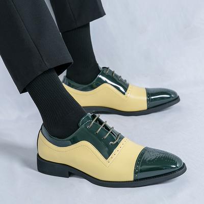 Mens Leather Shoes Lace Up Patent Leather Men Shoes Pointed Oxfords Wedding Leather Dress Shoe Black Gentleman Office Man Shoes