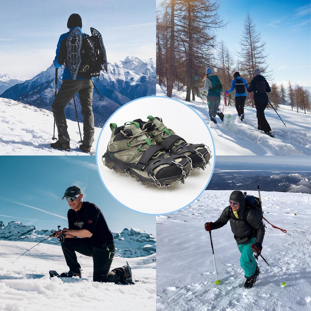 24 Tooth Stainless Steel Ice Crampons Anti Slip Snow Climbing Gear for Hiking Boots